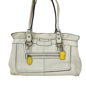 Coach Soft Pebble Leather Satchel Bag Handbag Purse Ivory Gold Soft Girl Regency